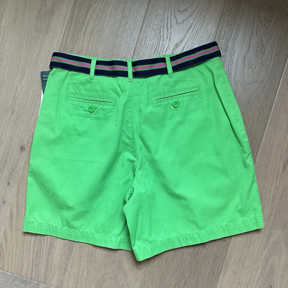 Vintage LAUREN RALPH LAUREN Barbados Grass Green Women's‎ Shorts Ribbon Belt